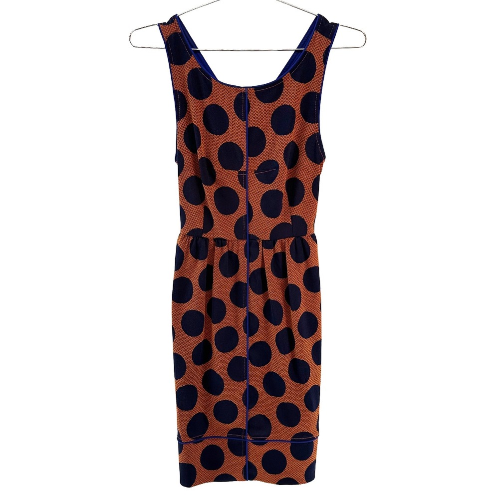 MAEVE Rokin Polka Dot Sleeveless Dress • 4 P •‎ orange navy blue • preppy chic